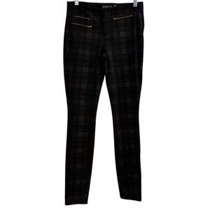 DESIGN LAB Women Plaid Skinny Pants‎ Zipper Detail Black Red Size 24